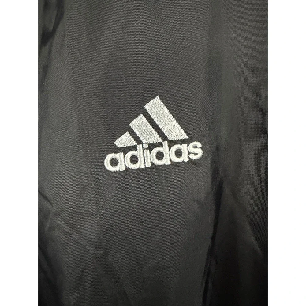 Adidas Team Mens 2XL Black White V-Neck Golf Windbreaker Pullover Vintage Style
